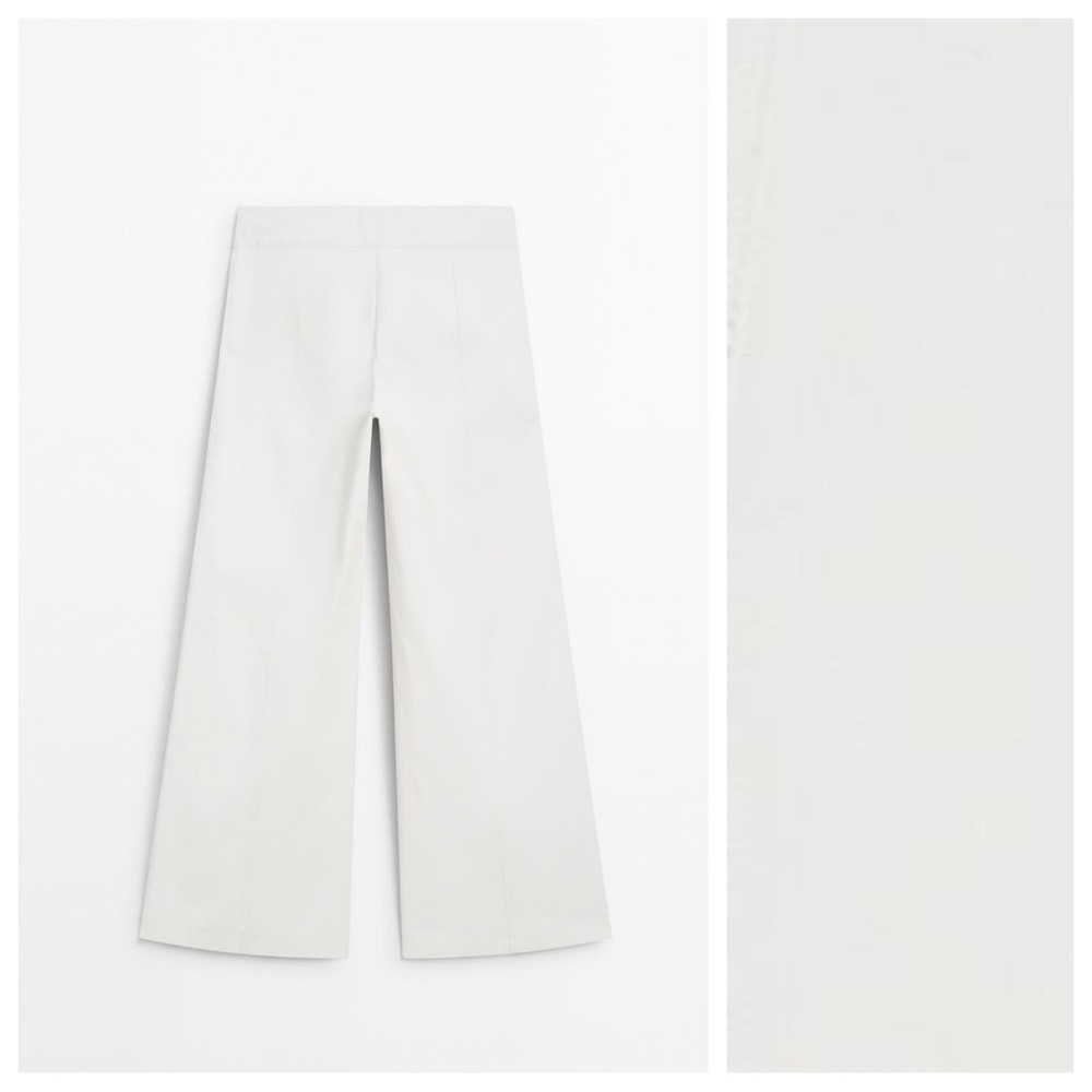 NWT. Massimo Dutti Studio Off White Wide-Leg Trousers. Size 8. - Picture 3 of 9